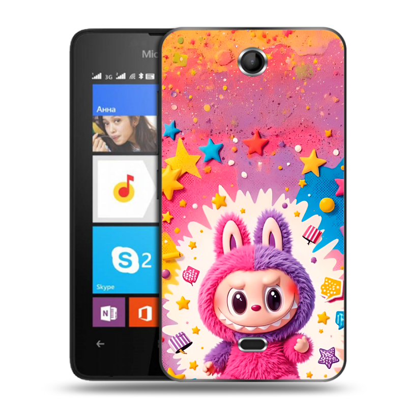 Силиконовый чехол на Microsoft Lumia 430 Dual SIM с принтом Labubu Лабубу Силиконовый чехол на Microsoft Lumia 430 Dual SIM с принтом Labubu Лабубу