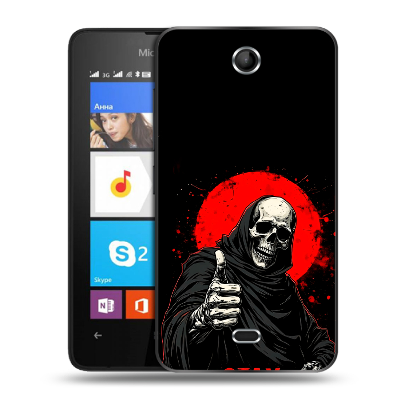Силиконовый чехол на Microsoft Lumia 430 Dual SIM с принтом смешной скелет Силиконовый чехол на Microsoft Lumia 430 Dual SIM с принтом смешной скелет