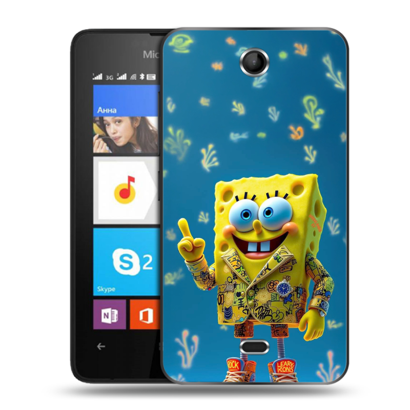 Силиконовый чехол на Microsoft Lumia 430 Dual SIM с принтом Спанч боб Спанчбоб Силиконовый чехол на Microsoft Lumia 430 Dual SIM с принтом Спанч боб Спанчбоб