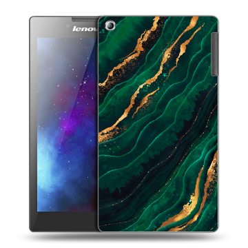 Силиконовый чехол на планшета Lenovo Tab 2 A7-30 с принтом Мрамор зеленое золото Силиконовый чехол на планшета Lenovo Tab 2 A7-30 с принтом Мрамор зеленое золото