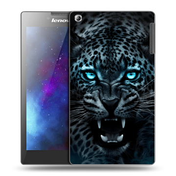 Силиконовый чехол на планшета Lenovo Tab 2 A7-30 с принтом Темный леопард Силиконовый чехол на планшета Lenovo Tab 2 A7-30 с принтом Темный леопард