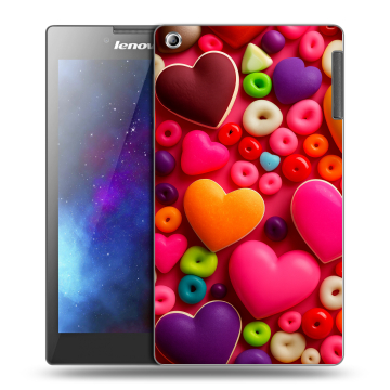 Силиконовый чехол на планшета Lenovo Tab 2 A7-30 с принтом Сердечки Силиконовый чехол на планшета Lenovo Tab 2 A7-30 с принтом Сердечки