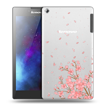 Силиконовый чехол на Lenovo Tab 2 A7-30 с принтом Ветка сакуры