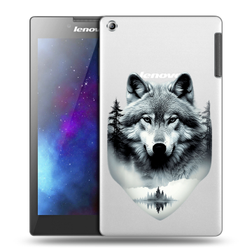 Силиконовый чехол на Lenovo Tab 2 A7-30 с принтом Волк в лесу