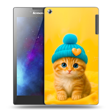 Силиконовый чехол на Lenovo Tab 2 A7-30 с принтом Котенок в шапке