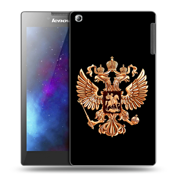Силиконовый чехол на Lenovo Tab 2 A7-30 с принтом Герб России золотой