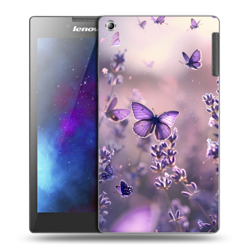 Силиконовый чехол на Lenovo Tab 2 A7-30 с принтом бабочки и лаванда