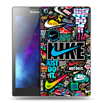 Силиконовый чехол на Lenovo Tab 2 A7-30 с принтом найк nike черный