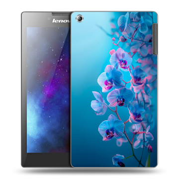 Силиконовый чехол на Lenovo Tab 2 A7-30 с принтом голубые орхидеи