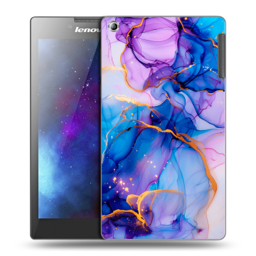 Силиконовый чехол на Lenovo Tab 2 A7-30 с принтом синий мрамор