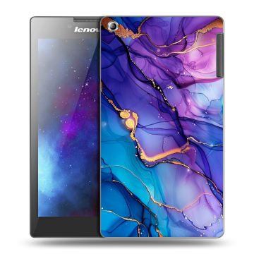 Силиконовый чехол на Lenovo Tab 2 A7-30 с принтом синий мрамор