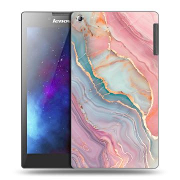 Силиконовый чехол на Lenovo Tab 2 A7-30 с принтом розовый мрамор