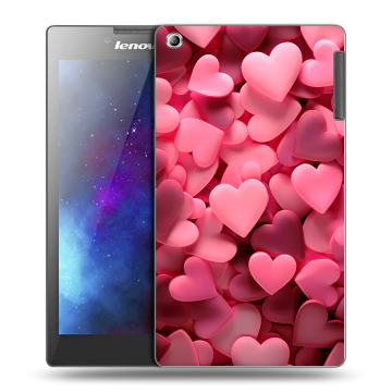 Силиконовый чехол на Lenovo Tab 2 A7-30 с принтом розовые сердечки