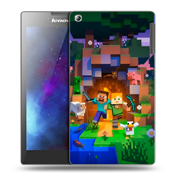 Силиконовый чехол на Lenovo Tab 2 A7-30 с принтом Майнкрафт Minecraft
