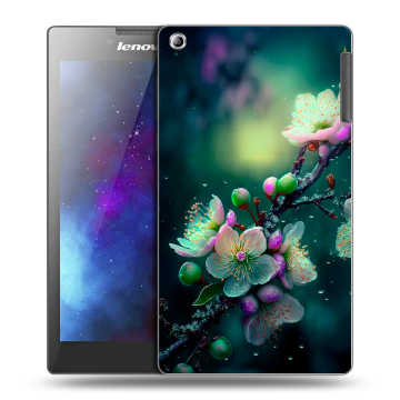 Силиконовый чехол на Lenovo Tab 2 A7-30 с принтом Цветы и мрамор Силиконовый чехол на Lenovo Tab 2 A7-30 с принтом Цветы и мрамор