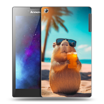 Силиконовый чехол на Lenovo Tab 2 A7-30 с принтом Капибара Силиконовый чехол на Lenovo Tab 2 A7-30 с принтом Капибара