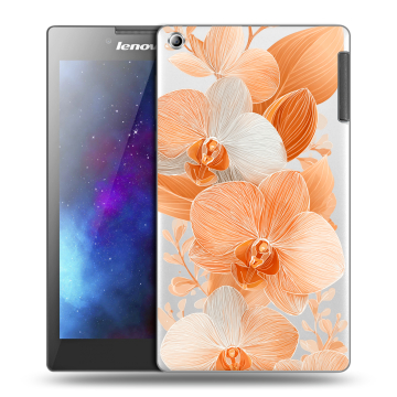 Силиконовый чехол на Lenovo Tab 2 A7-30 с принтом Бежевые цветы
