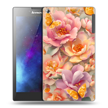 Силиконовый чехол на Lenovo Tab 2 A7-30 с принтом Цветы и бабочки