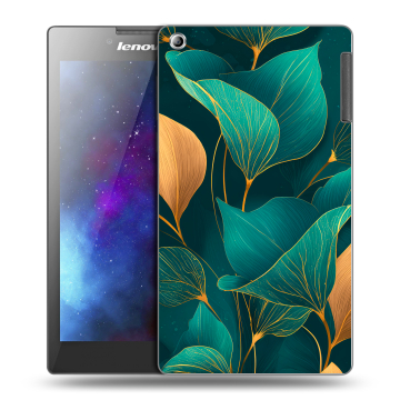 Силиконовый чехол на Lenovo Tab 2 A7-30 с принтом Листья и золото