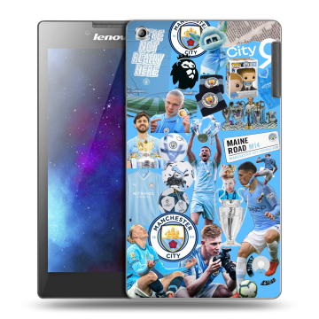 Силиконовый чехол на Lenovo Tab 2 A7-30 с принтом Man City Манчестер Сити