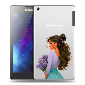 Силиконовый чехол на Lenovo Tab 2 A7-30 с принтом девушка цветы