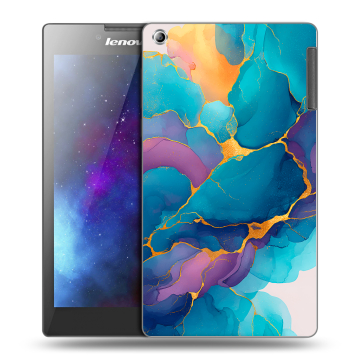 Силиконовый чехол на Lenovo Tab 2 A7-30 с принтом Мрамор блестки