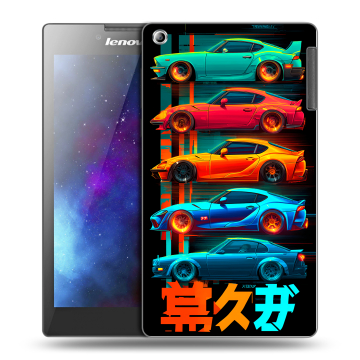 Силиконовый чехол на Lenovo Tab 2 A7-30 с принтом машины тачки