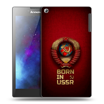 Силиконовый чехол на Lenovo Tab 2 A7-30 с принтом Флаг Герб СССР