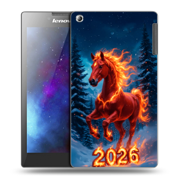 Силиконовый чехол на Lenovo Tab 2 A7-30 с принтом Новый год коня