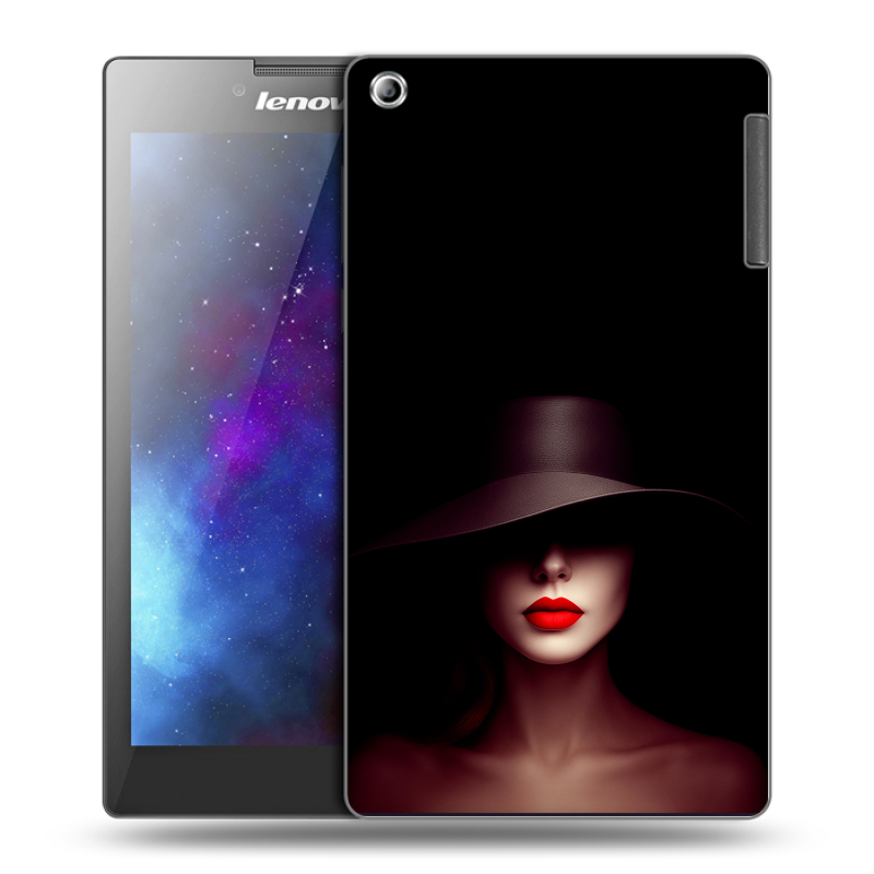 Силиконовый чехол на Lenovo Tab 2 A7-30 с принтом Девушка в шляпе Силиконовый чехол на Lenovo Tab 2 A7-30 с принтом Девушка в шляпе