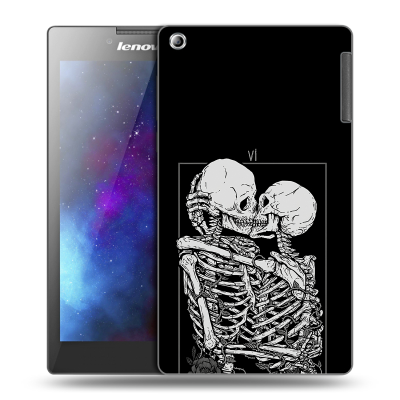Силиконовый чехол на Lenovo Tab 2 A7-30 с принтом Поцелуй скелетов Силиконовый чехол на Lenovo Tab 2 A7-30 с принтом Поцелуй скелетов