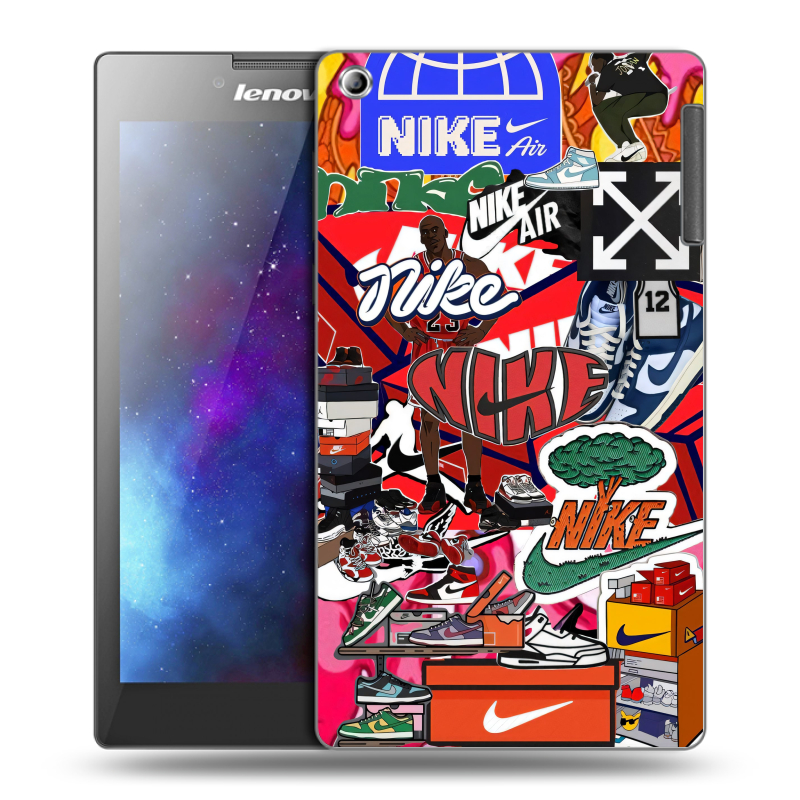 Силиконовый чехол на Lenovo Tab 2 A7-30 с принтом Найк Nike яркий Силиконовый чехол на Lenovo Tab 2 A7-30 с принтом Найк Nike яркий