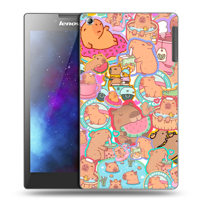 Силиконовый чехол на Lenovo Tab 2 A7-30 с принтом капибары Силиконовый чехол на Lenovo Tab 2 A7-30 с принтом капибары