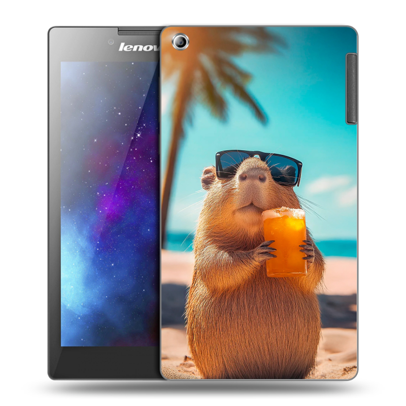 Силиконовый чехол на Lenovo Tab 2 A7-30 с принтом Капибара Силиконовый чехол на Lenovo Tab 2 A7-30 с принтом Капибара