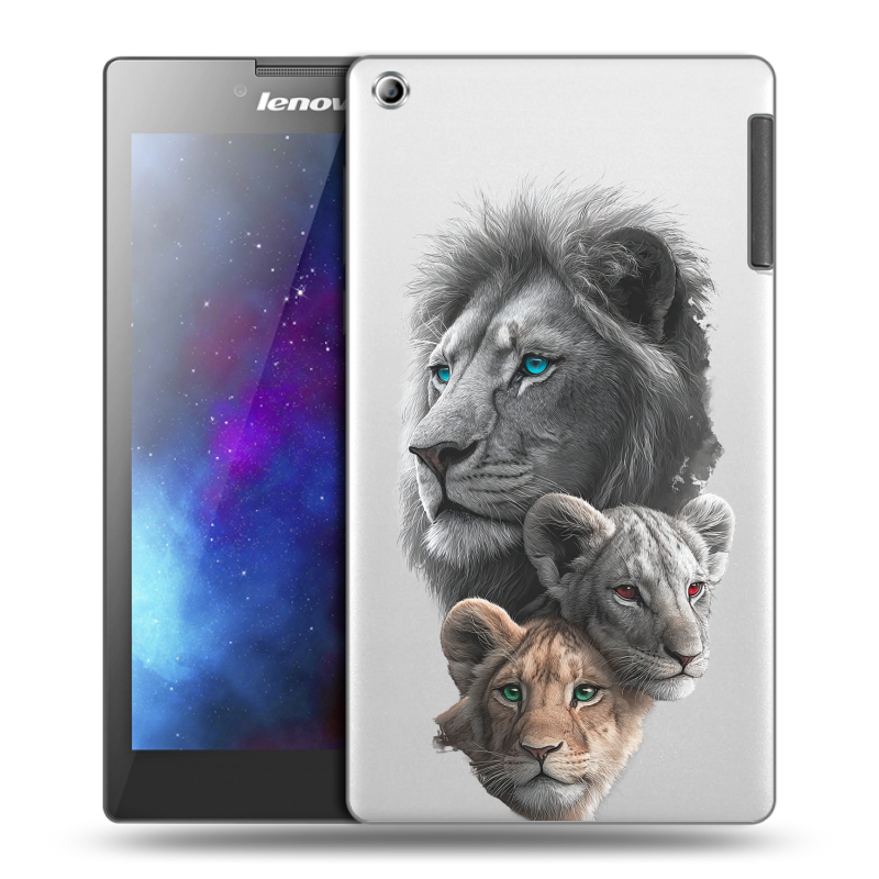 Силиконовый чехол на Lenovo Tab 2 A7-30 с принтом Львы Силиконовый чехол на Lenovo Tab 2 A7-30 с принтом Львы