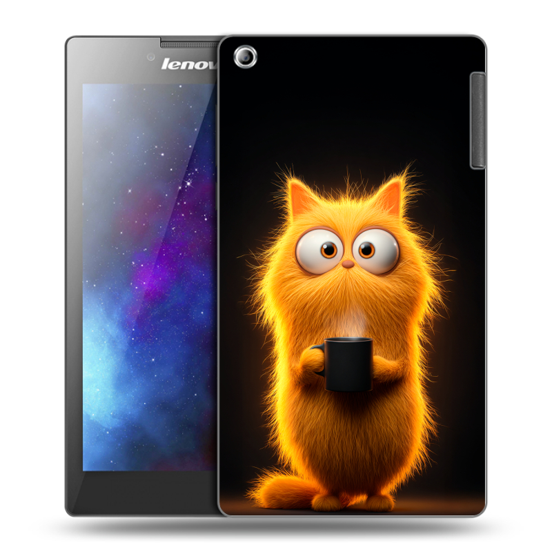 Силиконовый чехол на Lenovo Tab 2 A7-30 с принтом Смешной кот Силиконовый чехол на Lenovo Tab 2 A7-30 с принтом Смешной кот