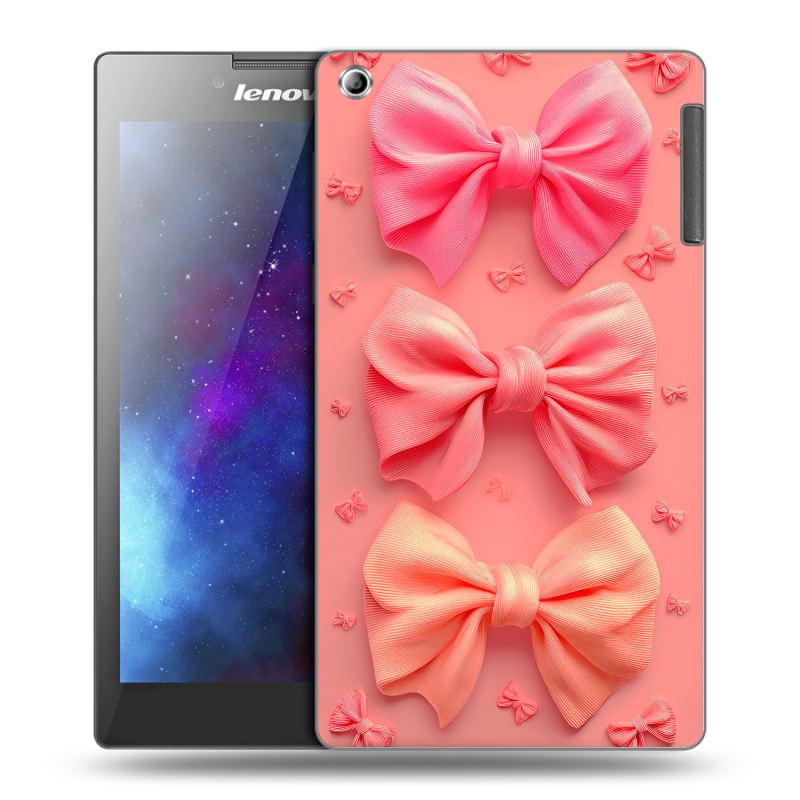 Силиконовый чехол на Lenovo Tab 2 A7-30 с принтом Розовые бантики Силиконовый чехол на Lenovo Tab 2 A7-30 с принтом Розовые бантики
