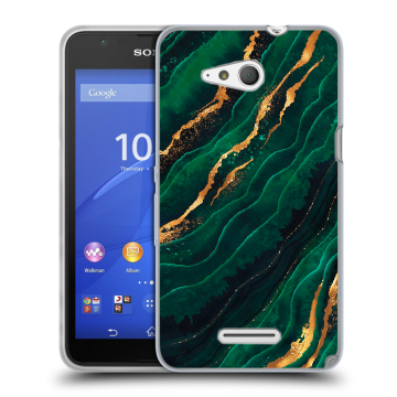 Силиконовый чехол на Sony Xperia E4g с принтом Мрамор зеленое золото Силиконовый чехол на Sony Xperia E4g с принтом Мрамор зеленое золото
