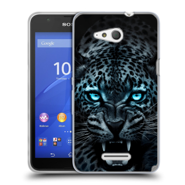 Силиконовый чехол на Sony Xperia E4g с принтом Темный леопард Силиконовый чехол на Sony Xperia E4g с принтом Темный леопард