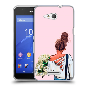 Силиконовый чехол на Sony Xperia E4g с принтом Девушка и букет Силиконовый чехол на Sony Xperia E4g с принтом Девушка и букет