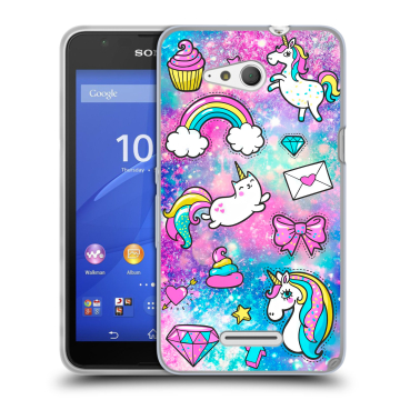 Силиконовый чехол на Sony Xperia E4g с принтом Единороги Силиконовый чехол на Sony Xperia E4g с принтом Единороги