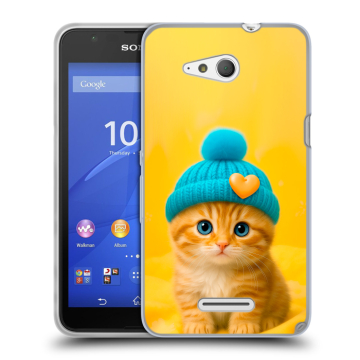 Силиконовый чехол на Sony Xperia E4g с принтом Котенок в шапке Силиконовый чехол на Sony Xperia E4g с принтом Котенок в шапке