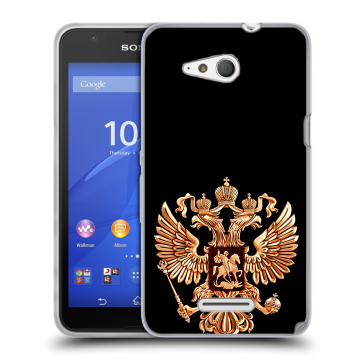 Силиконовый чехол на Sony Xperia E4g с принтом Герб России золотой Силиконовый чехол на Sony Xperia E4g с принтом Герб России золотой