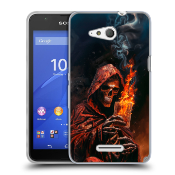 Силиконовый чехол на Sony Xperia E4g с принтом Скелет и карты Силиконовый чехол на Sony Xperia E4g с принтом Скелет и карты