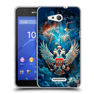 Силиконовый чехол на Sony Xperia E4g с принтом Герб флаг России Силиконовый чехол на Sony Xperia E4g с принтом Герб флаг России