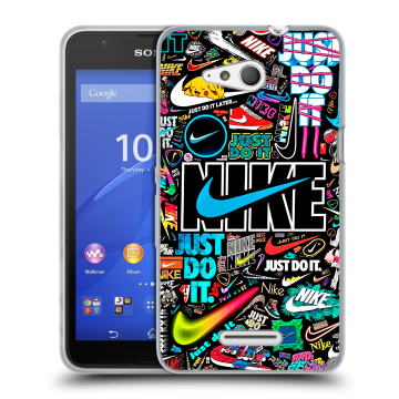 Силиконовый чехол на Sony Xperia E4g с принтом найк nike черный Силиконовый чехол на Sony Xperia E4g с принтом найк nike черный