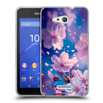 Силиконовый чехол на Sony Xperia E4g с принтом цветы бабочки Силиконовый чехол на Sony Xperia E4g с принтом цветы бабочки
