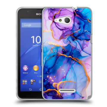 Силиконовый чехол на Sony Xperia E4g с принтом синий мрамор Силиконовый чехол на Sony Xperia E4g с принтом синий мрамор