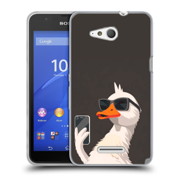 Силиконовый чехол на Sony Xperia E4g с принтом утка в очках Силиконовый чехол на Sony Xperia E4g с принтом утка в очках