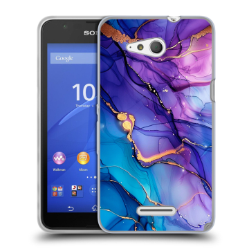 Силиконовый чехол на Sony Xperia E4g с принтом синий мрамор Силиконовый чехол на Sony Xperia E4g с принтом синий мрамор